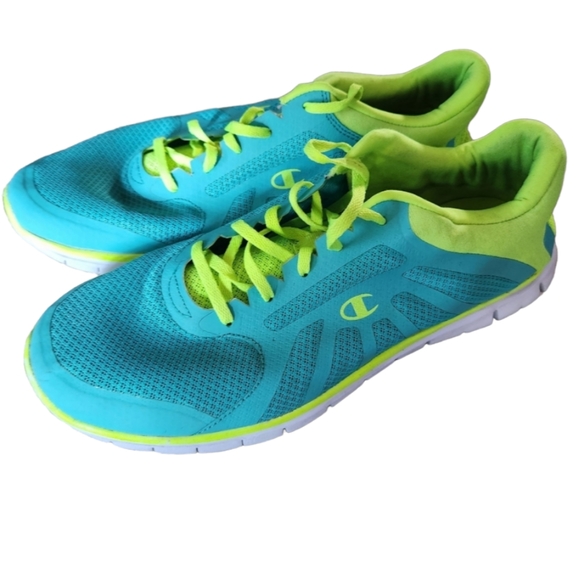 Champion Shoes - Champion blue & neon green sneakers Size 12 women's